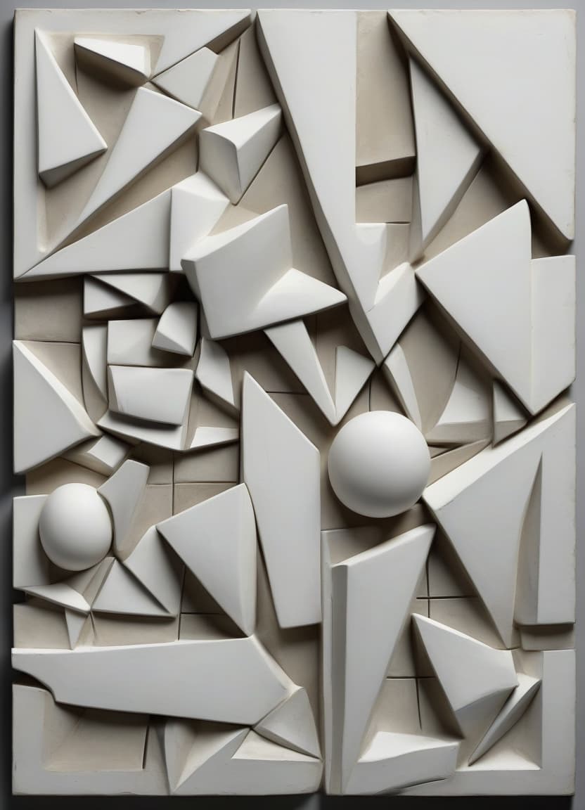  plaster panels unusual objects abstraction modern art cubism