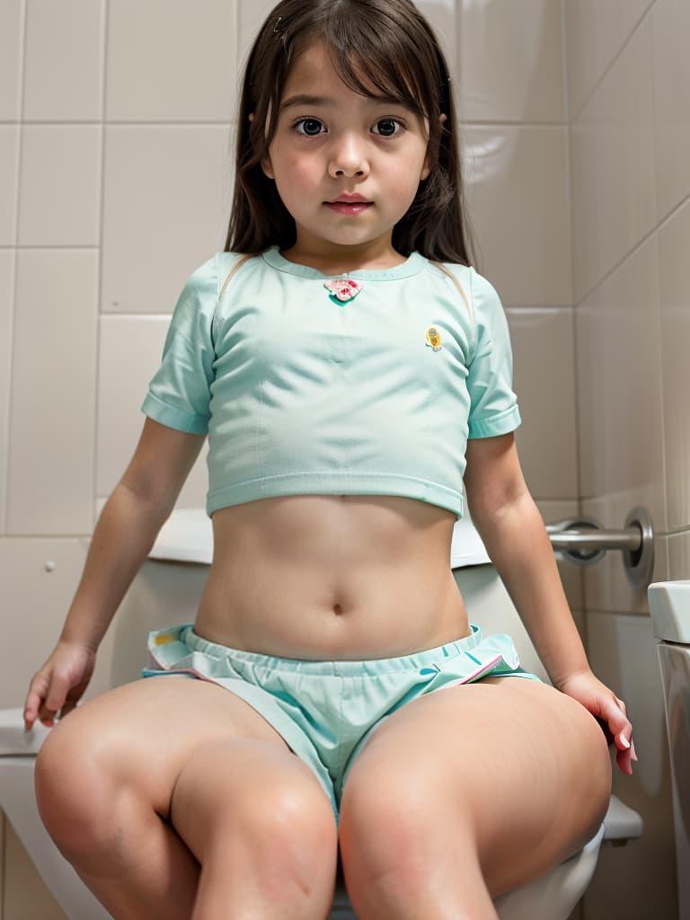  girls in poo, toilet, first grader, looking at my stomach, girl sitting in the toilet, pushing my stomach, masterpiece, best quality,8k,ultra detailed,high resolution,an extremely delicate and beautiful,hyper detail