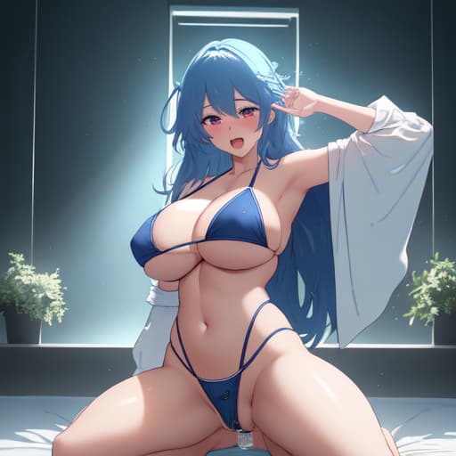  Body Features: Busty Facial Expressions: orgasm Skin Tone: Light Image Style: soft anime Boobs: Massive Clothing:bikini Actions: spreading legs Eye Colour: Blue Age: 18 View: Front View Setting: Random, hentai style hyperrealistic, sexual position, full body, highly detailed, cinematic lighting, stunningly beautiful, intricate, sharp focus, f\/1. 8, 85mm, (centered image composition), (professionally color graded), ((bright soft diffused light)), volumetric fog, HDR 4K, 8K
