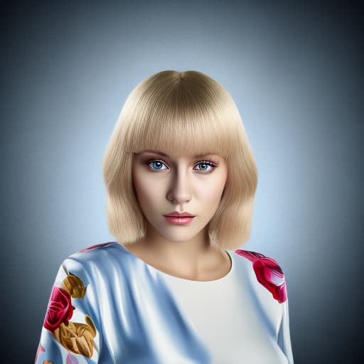 portrait+ style Russian queer TV actress blonde female face