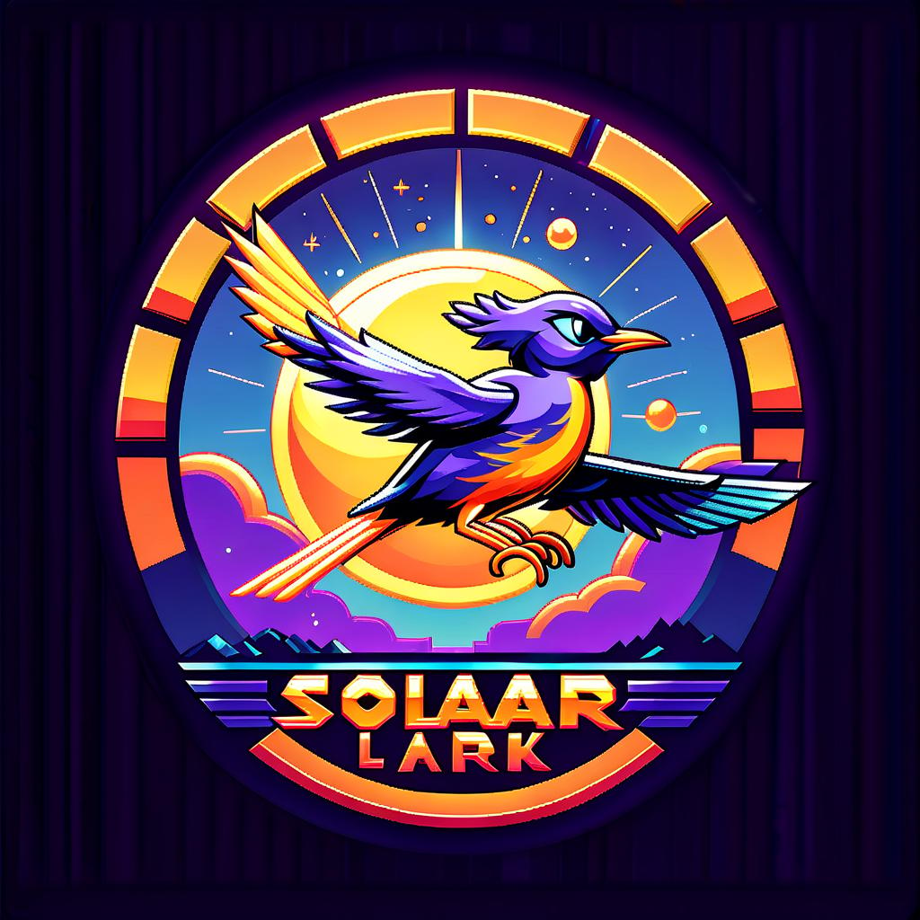  retro game art logo solar lark . 16 bit, vibrant colors, pixelated, nostalgic, charming, fun, text, hkmagic