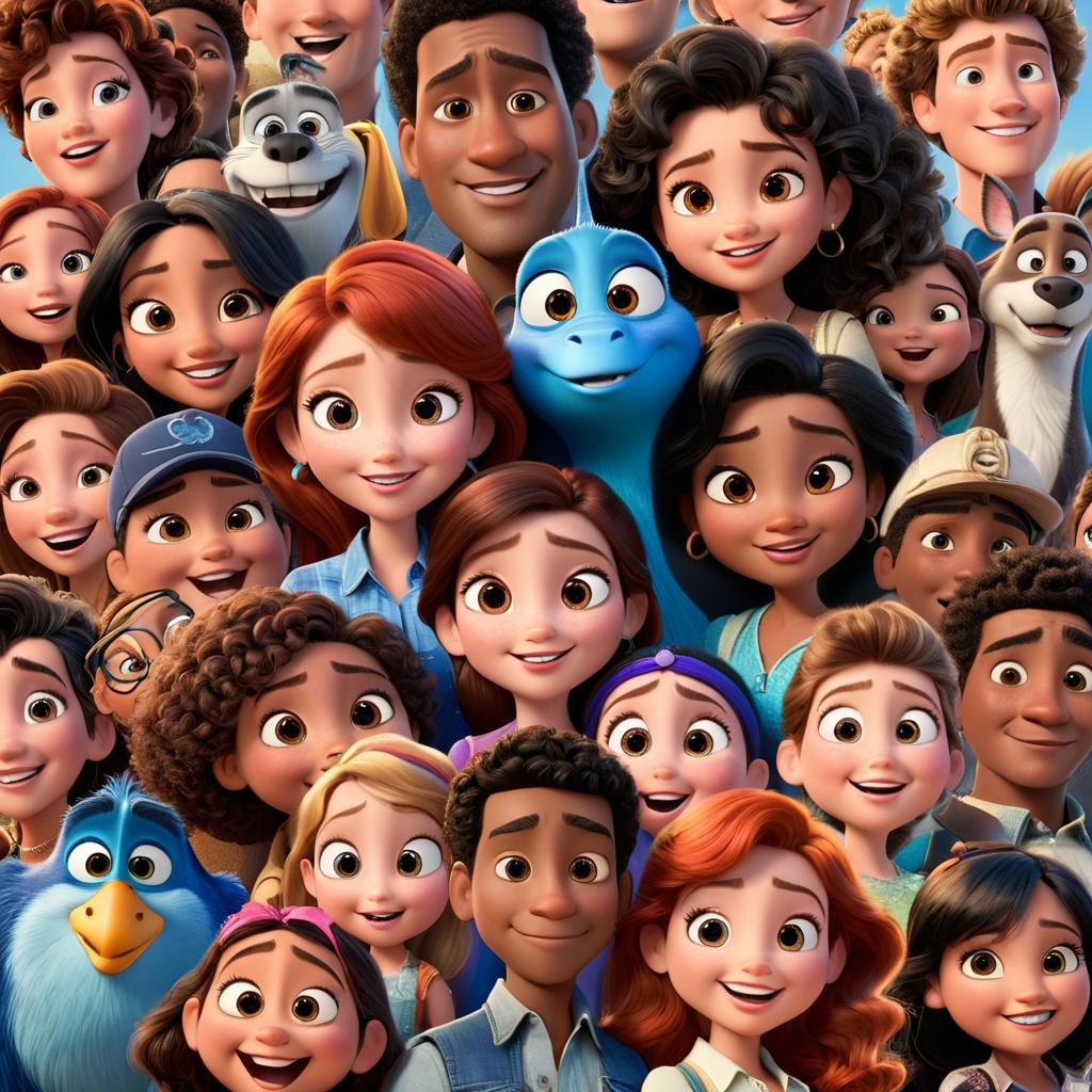  in 3d animated movie style. disney pixar style.