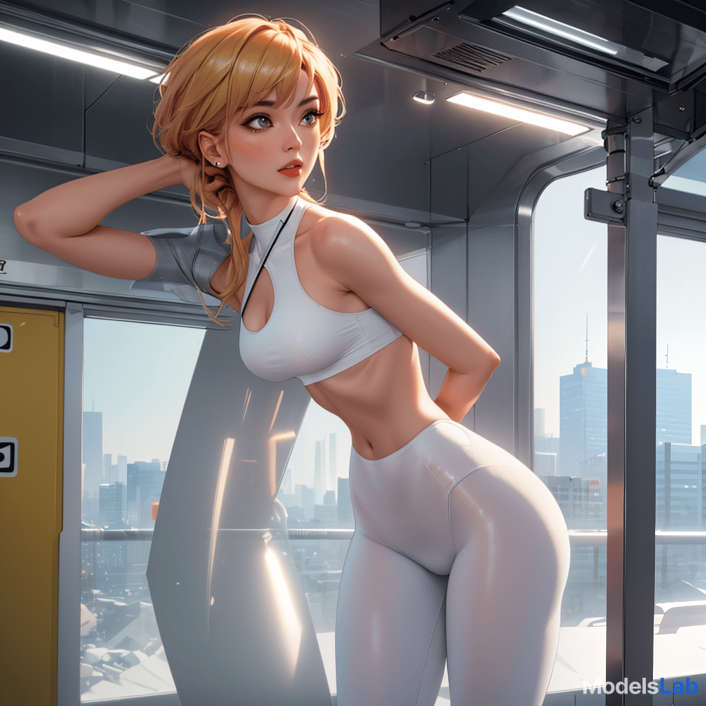  (masterpiece), (high detailed), (4k), (ultrahd), best quality, expressive eyes, perfect face, a , small s, skinny, small, at the subway, she is wearing a tight top, tight white transparent pants hyperrealistic, full body, detailed clothing, highly detailed, cinematic lighting, stunningly beautiful, intricate, sharp focus, f/1. 8, 85mm, (centered image composition), (professionally color graded), ((bright soft diffused light)), volumetric fog, trending on instagram, trending on tumblr, HDR 4K, 8K