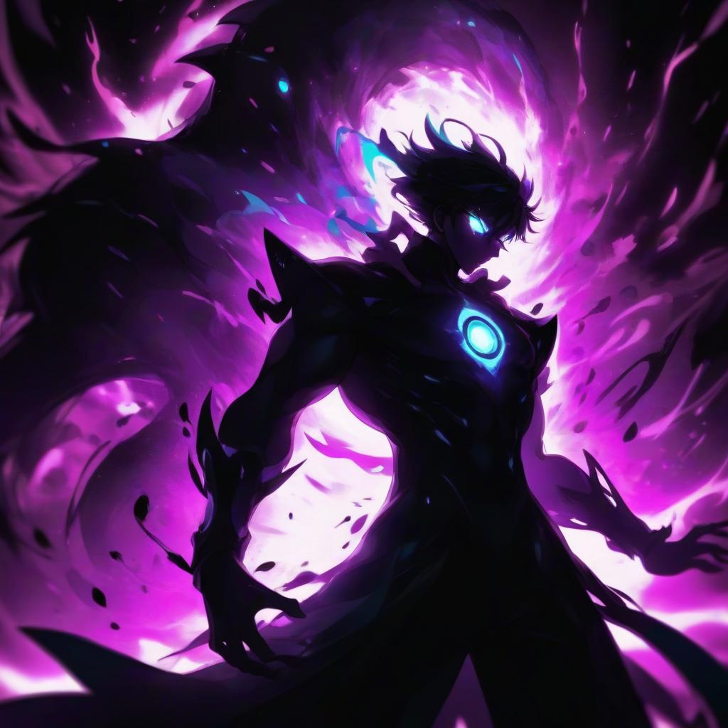  anime artwork a shadow of a man with glowing eyes, surrounded by a vibrant teal energy aura, dark anime style . anime style, key visual, vibrant, studio anime, highly detailed