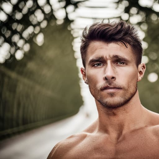 portrait+ style Czech Republic queer fitness trainer brunette hunk Dad dude face