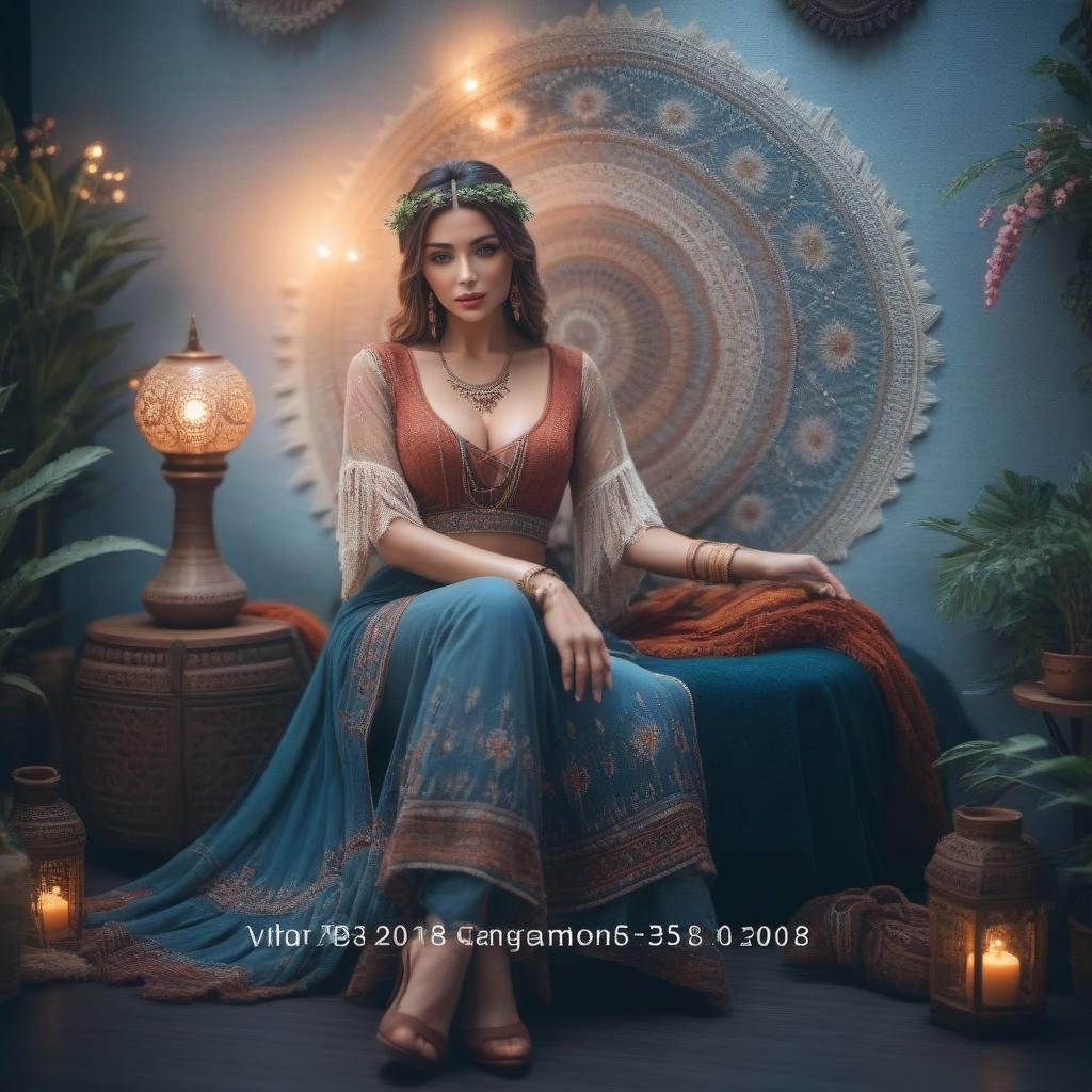  Beautiful boho style room hyperrealistic, full body, detailed clothing, highly detailed, cinematic lighting, stunningly beautiful, intricate, sharp focus, f/1. 8, 85mm, (centered image composition), (professionally color graded), ((bright soft diffused light)), volumetric fog, trending on instagram, trending on tumblr, HDR 4K, 8K