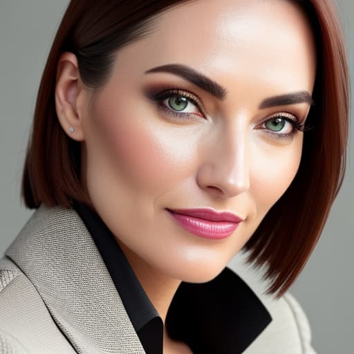  corporate headshot of a successful british businesswoman wearing smart designer clothes, perfectly framed with the subject's face central in frame. good skin, clear eyes, smart hair., in soft gaze, looking straight at the camera, skin blemishes, imperfect skin, skin pores, no makeup, no cosmetics, matured, solo, centered, raw photo, detailed, clear features, sharp focus, film grain, 8k uhd, candid portrait, natural lighting hyperrealistic, full body, detailed clothing, highly detailed, cinematic lighting, stunningly beautiful, intricate, sharp focus, f/1. 8, 85mm, (centered image composition), (professionally color graded), ((bright soft diffused light)), volumetric fog, trending on instagram, trending on tumblr, HDR 4K, 8K