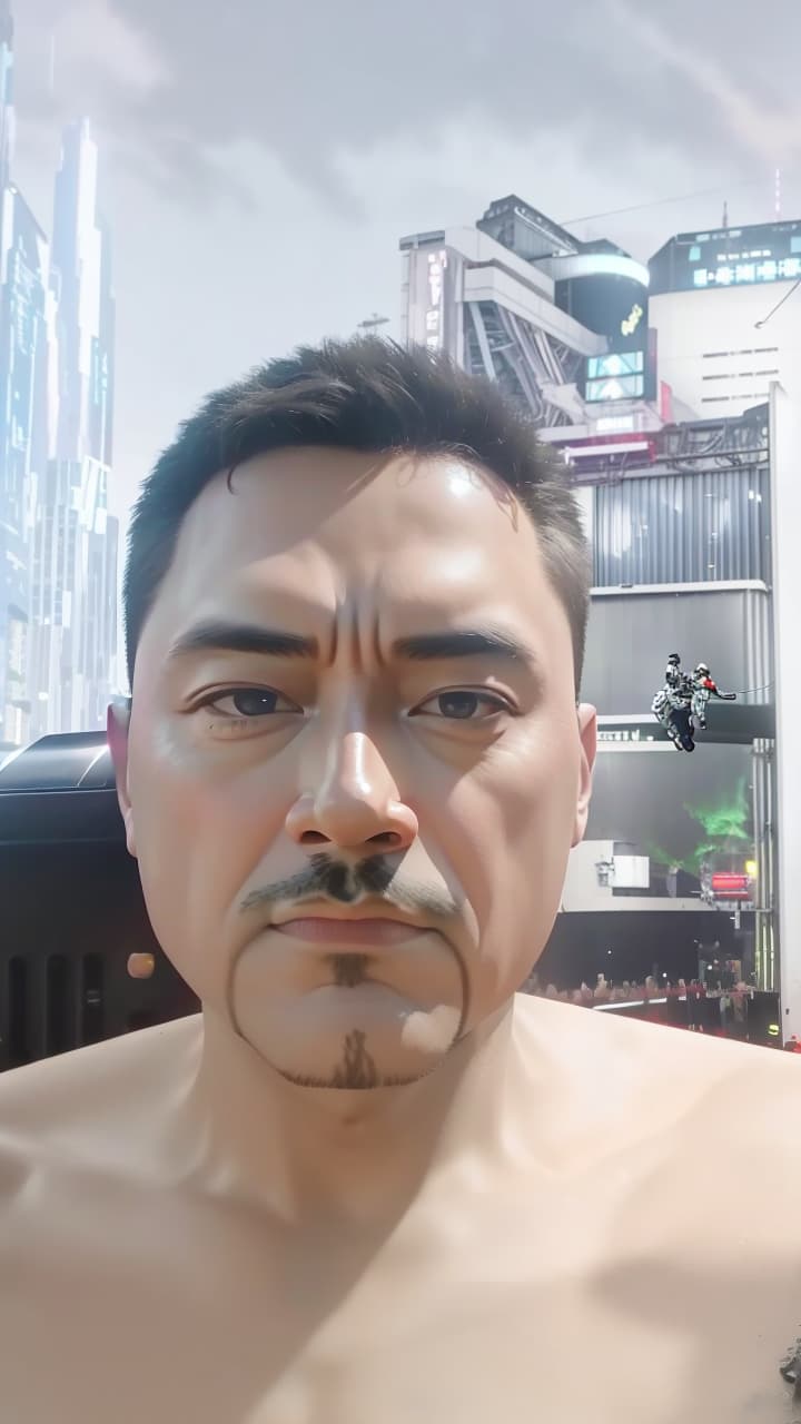  masterpiece, best quality, masterpiece, 8k resolution, realistic, highly detailed, iron man close up. he stands on a street lined with tall buildings in a cyberpunk style city at night. the city's night lights are bright, and the surrounding buildings and streets are full of cyberpunk elements such as neon lights, high tech equipment and futuristic architectural design.