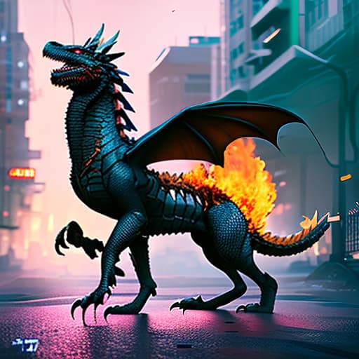 nvinkpunk A colorful dragon exhaling fire hyperrealistic, full body, detailed clothing, highly detailed, cinematic lighting, stunningly beautiful, intricate, sharp focus, f/1. 8, 85mm, (centered image composition), (professionally color graded), ((bright soft diffused light)), volumetric fog, trending on instagram, trending on tumblr, HDR 4K, 8K