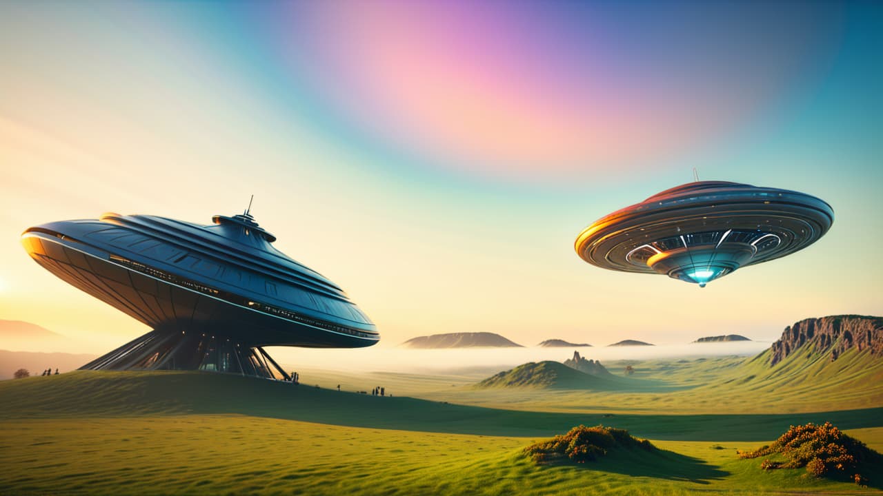  a grand, futuristic movie set featuring a lavish spaceship surrounded by intricate alien landscapes, with vibrant colors and elaborate costumes, showcasing the essence of high budget sci fi filmmaking. hyperrealistic, full body, detailed clothing, highly detailed, cinematic lighting, stunningly beautiful, intricate, sharp focus, f/1. 8, 85mm, (centered image composition), (professionally color graded), ((bright soft diffused light)), volumetric fog, trending on instagram, trending on tumblr, HDR 4K, 8K