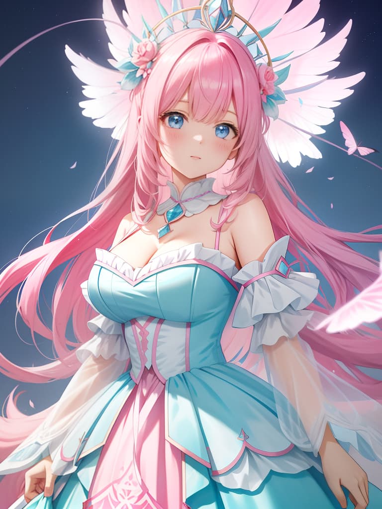  pink and light blue, girls, shoulders, masterpiece, best quality,8k,ultra detailed,high resolution,an extremely delicate and beautiful,hyper detail