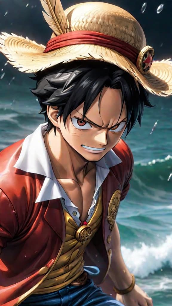  anime art: luffy learns leadership from shanks through sacrifice, trust, and compassion in one piece. hyperrealistic, full body, detailed clothing, highly detailed, cinematic lighting, stunningly beautiful, intricate, sharp focus, f/1. 8, 85mm, (centered image composition), (professionally color graded), ((bright soft diffused light)), volumetric fog, trending on instagram, trending on tumblr, HDR 4K, 8K