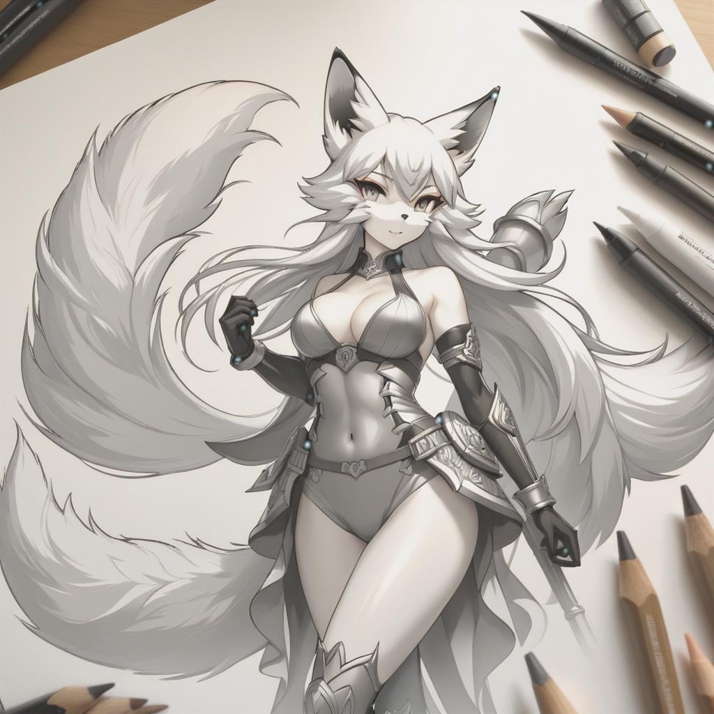  line art drawing fox girl fight by claws . professional, sleek, modern, minimalist, graphic, line art, vector graphics hyperrealistic, full body, detailed clothing, highly detailed, cinematic lighting, stunningly beautiful, intricate, sharp focus, f/1. 8, 85mm, (centered image composition), (professionally color graded), ((bright soft diffused light)), volumetric fog, trending on instagram, trending on tumblr, HDR 4K, 8K