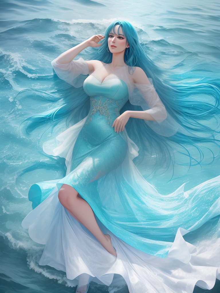  looking up at the sea, stars, the sky, thank you, a beautiful woman, aqua blue hair, long hair, masterpiece, best quality,8k,ultra detailed,high resolution,an extremely delicate and beautiful,hyper detail hyperrealistic, full body, detailed clothing, highly detailed, cinematic lighting, stunningly beautiful, intricate, sharp focus, f/1. 8, 85mm, (centered image composition), (professionally color graded), ((bright soft diffused light)), volumetric fog, trending on instagram, trending on tumblr, HDR 4K, 8K