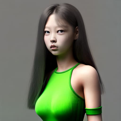 redshift style Jennie Kim as a green-skinned humanoid female from another galaxy, full body