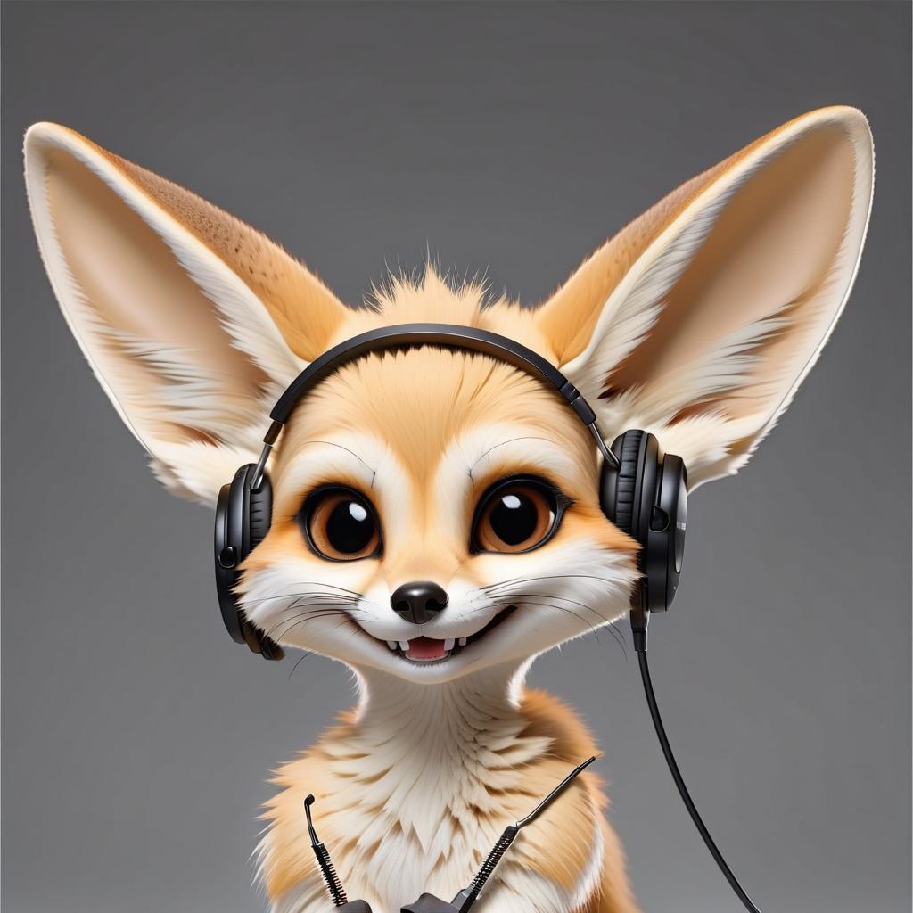  breathtaking fennec operator of quality control of conversations, work in headphones, head close up, smiles (looks aside: 1.5), (holds a tablet (check list) and a pen: 1.5) . award winning, professional, highly detailed