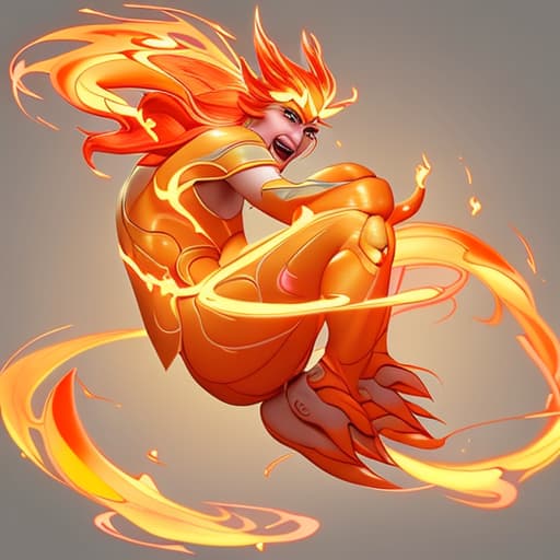  "Create an image of Firey, a bright, anthropomorphic flame with a cartoonish appearance. Firey should have a warm, glowing orange and yellow color palette, with expressive eyes and a simple, happy facial expression. His arms and legs should be thin, black lines, and he should be floating slightly above the ground to emphasize his fiery nature. The background can be a simple, light-colored gradient that contrasts well with Firey's vibrant colors." If you need any adjustments or additional details, just let me know!