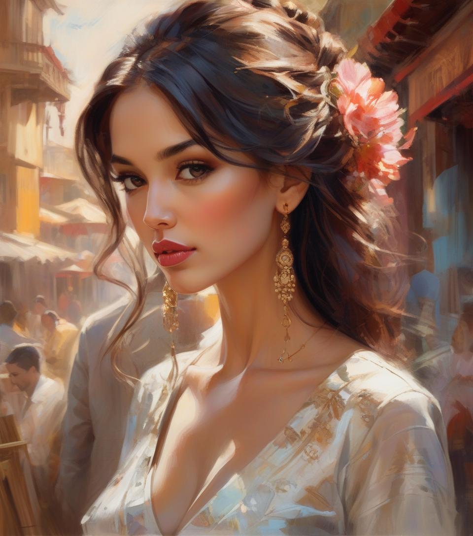  concept art portait of a beautiful woman, a masterwork detail quality line and developed, add featured alluring illusions, adorable hybrid painting, deep oriental tones, randomly placed, comprehensive finely art style by carne griffith michael garmash, ivan shiskin . digital artwork, illustrative, painterly, matte painting, highly detailed