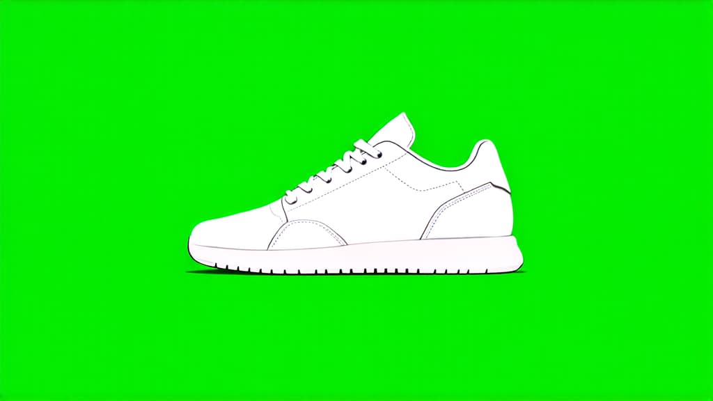  flat illustration, flaticon, (illustration:1.15), white sneakers on green screen ar 16:9, [cory loftis, strobist, pascal campion :: 0.2]