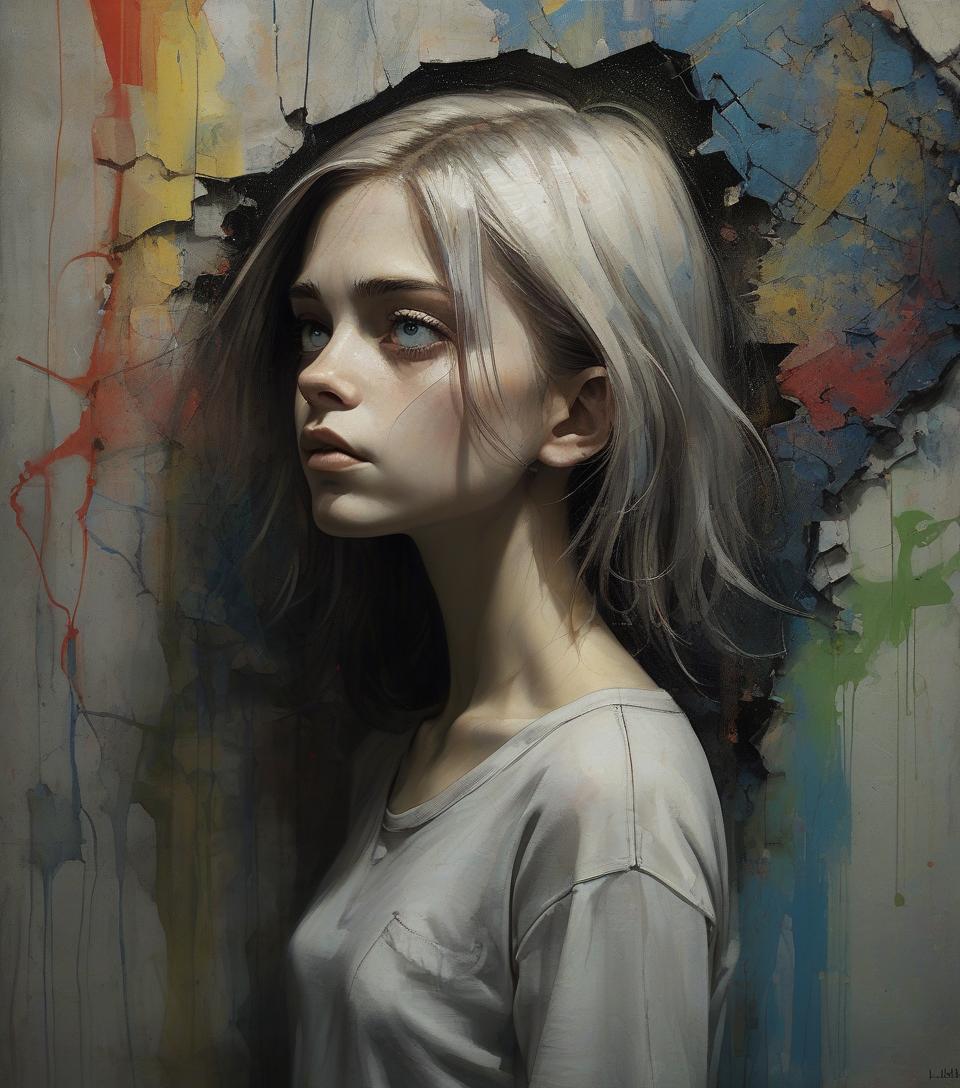  art by, alexander jansson, alex maleev, chiaroscuro, volumetric parabola (breaking the fourth wall), multiple colors ultra quality, masterpiece, ultra detailed, realistic, half body length, 64k, a beautiful girl