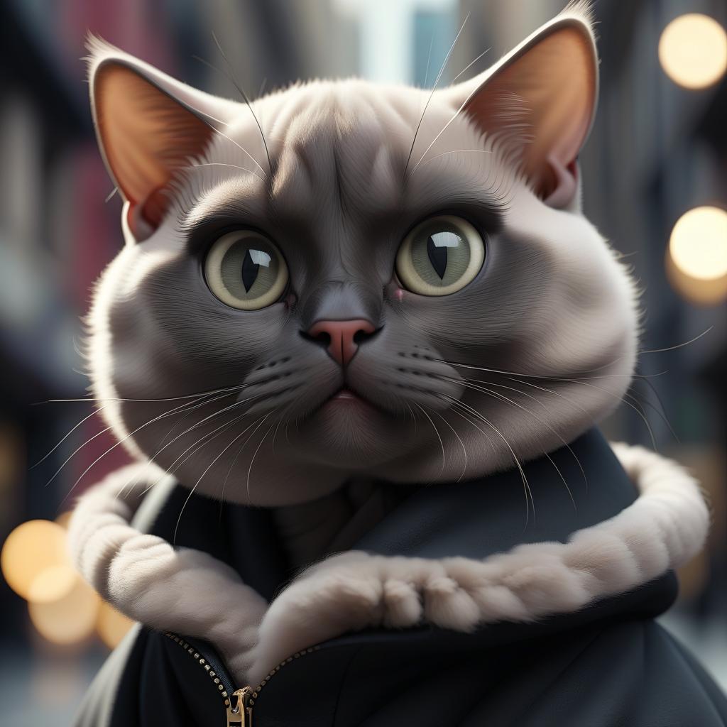  cinematic photo nice cat, big black eyes, fluffy black coat, bald head. . 35mm photograph, film, bokeh, professional, 4k, highly detailed, perfecteyes, hkmagic