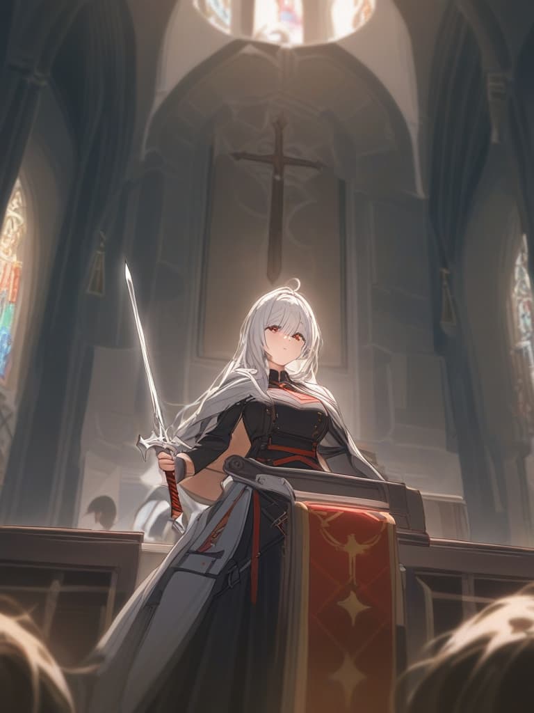  with a cute girl shortcut sword in the church