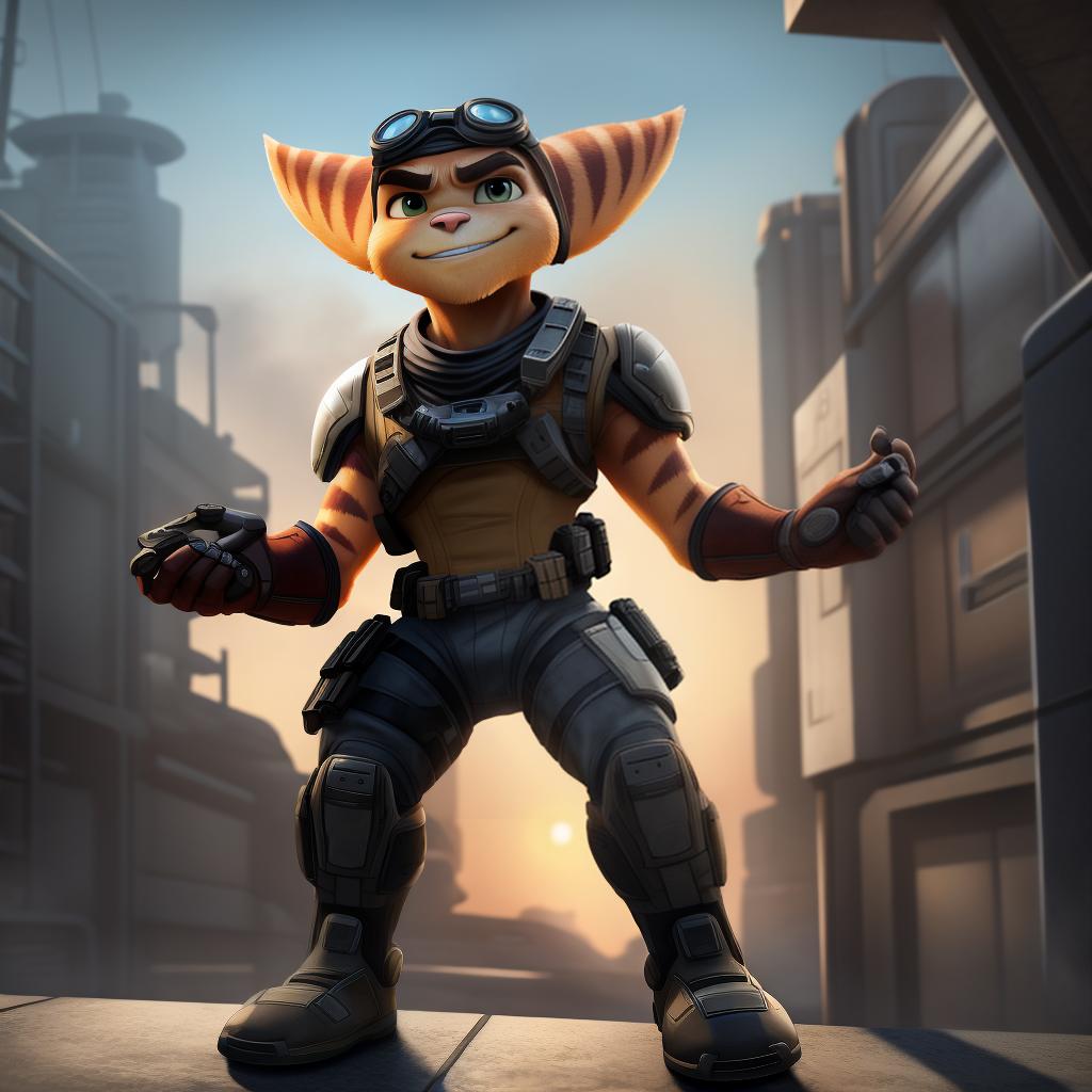  (Male ratchet and clank (call of duty insomniac) full body, open eyes, digital art, masterpiece, 4k, fine details,