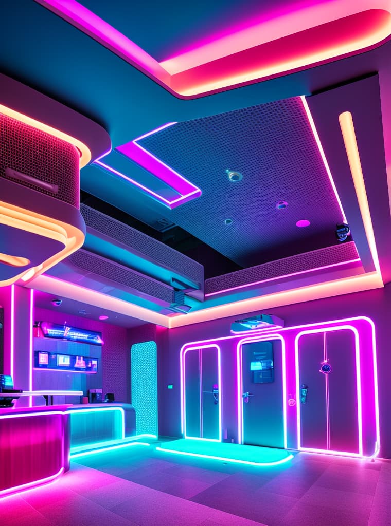  neon futuristic sex hotel lobby