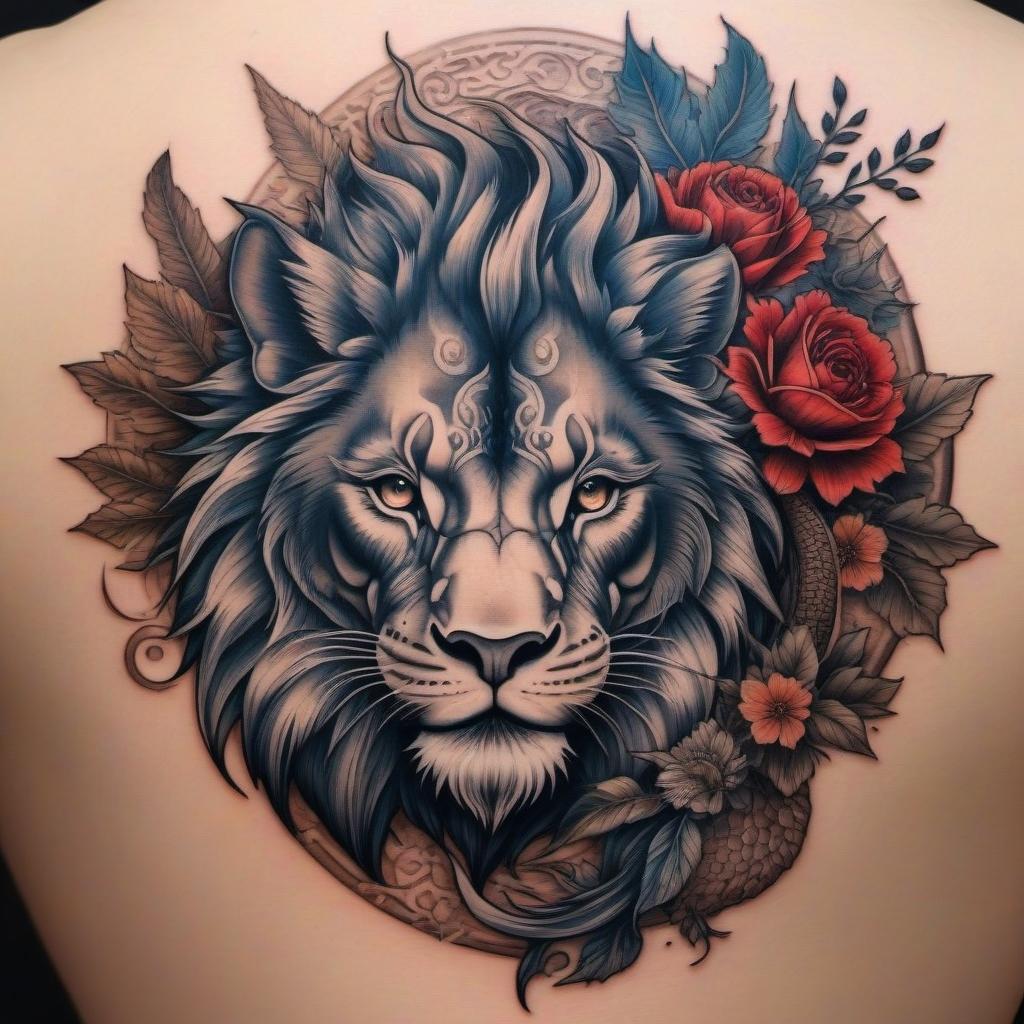  Dragon and lion tattoo