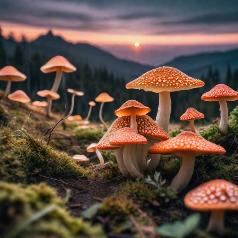  colorful mushrooms in the world universe. a white cosmo is annoying with outside space, lots of pinson and compensation for plants. hyperrealistic, full body, detailed clothing, highly detailed, cinematic lighting, stunningly beautiful, intricate, sharp focus, f/1. 8, 85mm, (centered image composition), (professionally color graded), ((bright soft diffused light)), volumetric fog, trending on instagram, trending on tumblr, HDR 4K, 8K