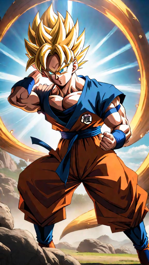  anime art: the world of dragon ball changes forever without the dragon balls. hyperrealistic, full body, detailed clothing, highly detailed, cinematic lighting, stunningly beautiful, intricate, sharp focus, f/1. 8, 85mm, (centered image composition), (professionally color graded), ((bright soft diffused light)), volumetric fog, trending on instagram, trending on tumblr, HDR 4K, 8K