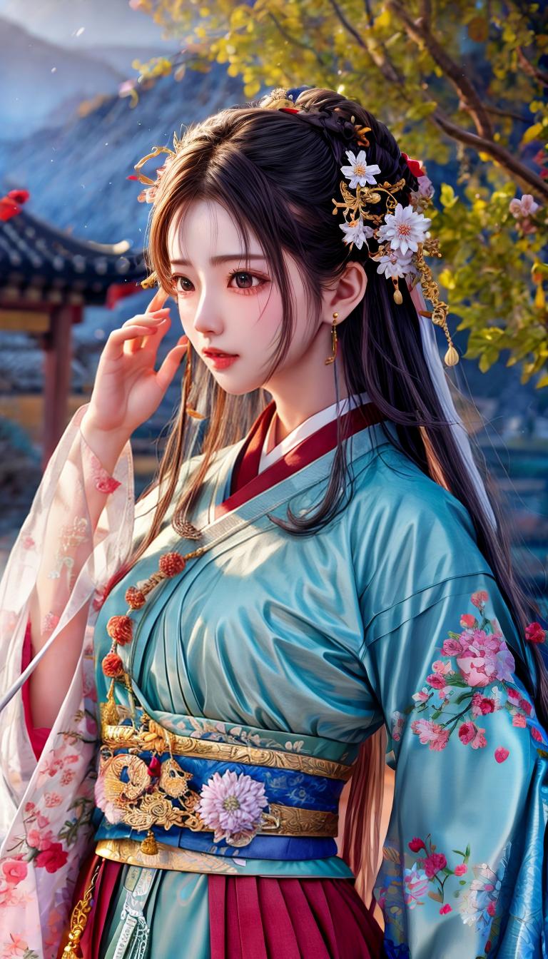  in ancient times, hanfu, handsome, male, left ear red earring, tear mole, vomiting blood, weak, pale face, clothes stained with blood, battle damage, dunhuang, colorful clouds, eaves, pond, willow tree, fell to the ground hyperrealistic, full body, detailed clothing, highly detailed, cinematic lighting, stunningly beautiful, intricate, sharp focus, f/1. 8, 85mm, (centered image composition), (professionally color graded), ((bright soft diffused light)), volumetric fog, trending on instagram, trending on tumblr, HDR 4K, 8K