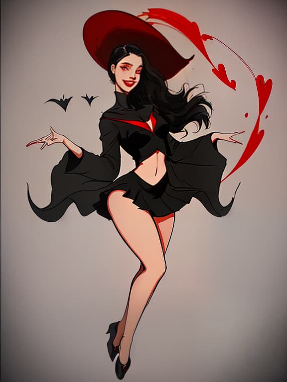  symbolism. young woman. the girl is a student. beautiful. black hair, red lips. someone else's heart is floating in the air. hands are down. she's got a grin on her face. she looks like a witch. the style of the image is symbolism. the girl is a student. the background is mysterious and abstract.