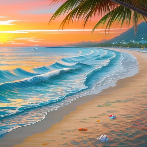  Help me paint the beach sunrise,