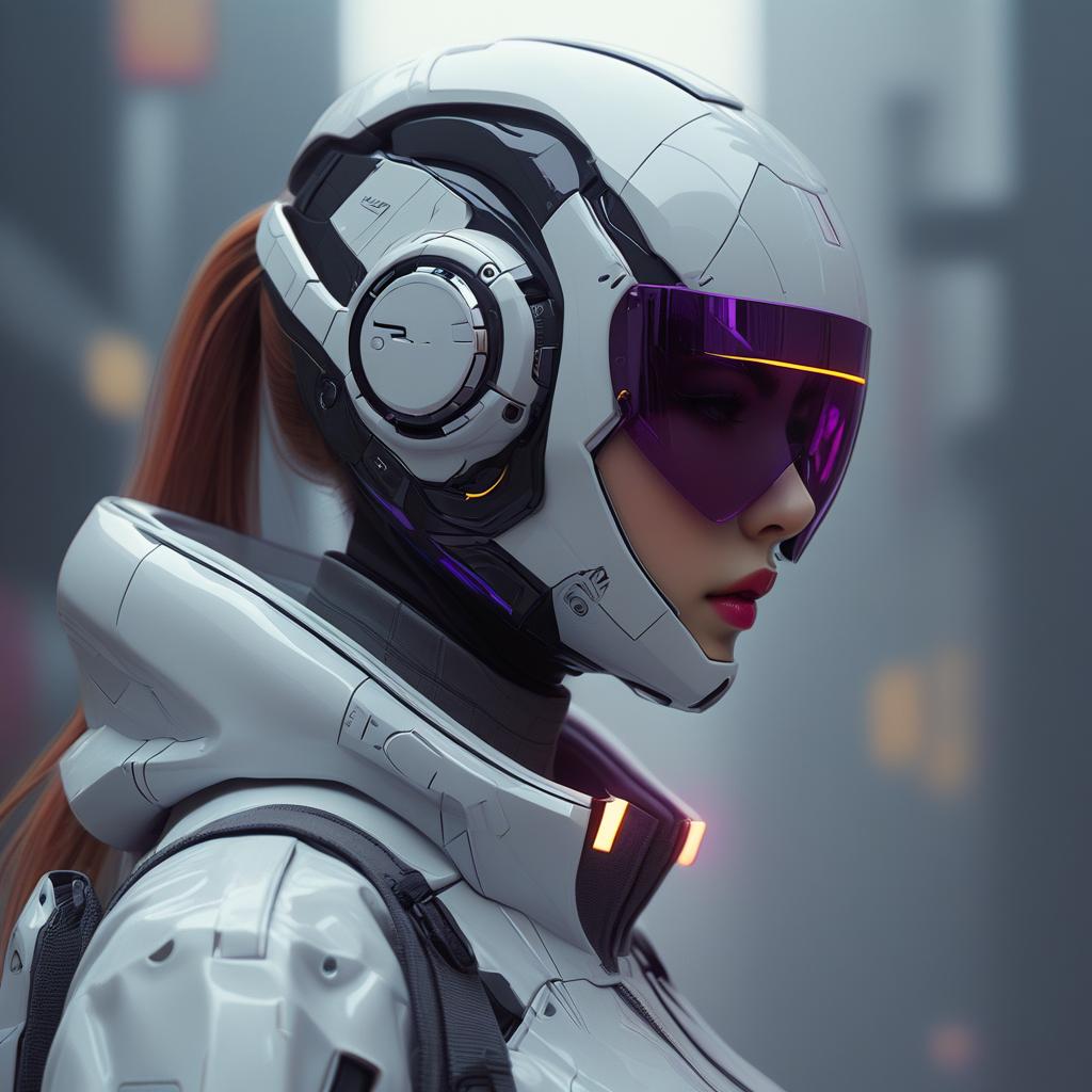  cyberpunk style robotic girl. cyberpunk, vaporwave, neon, vibes, vibrant, stunningly beautiful, crisp, detailed, sleek, ultramodern, magenta highlights, dark purple shadows, high contrast, cinematic, ultra detailed, intricate, professional