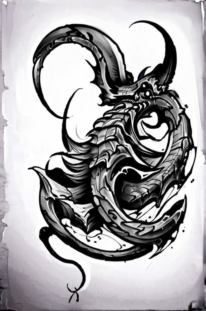  sofia scorpion, (tattoo sketch:1.25)