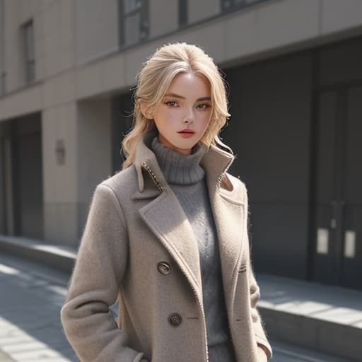  model picture of cashmere coat.