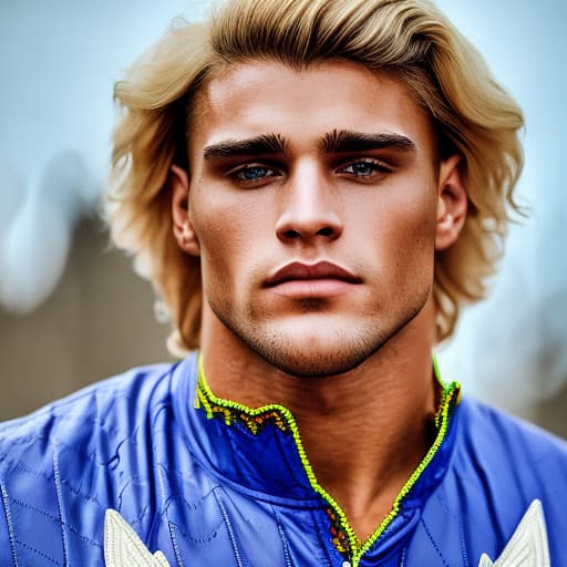 portrait+ style Russian LGBT queer bodybuilding superstar blonde hunk dude face