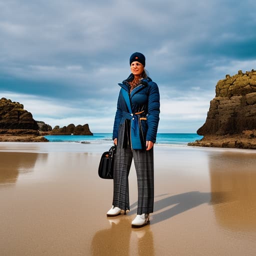 portrait+ style girl standing on beach Apply the Following Styles Anime, Cinematic hyperrealistic, full body, detailed clothing, highly detailed, cinematic lighting, stunningly beautiful, intricate, sharp focus, f/1. 8, 85mm, (centered image composition), (professionally color graded), ((bright soft diffused light)), volumetric fog, trending on instagram, trending on tumblr, HDR 4K, 8K