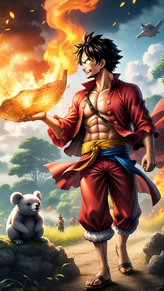  anime art, one piece, luffy impulsively arguing with calculated sabo and koala, tension in revolutionary army hyperrealistic, full body, detailed clothing, highly detailed, cinematic lighting, stunningly beautiful, intricate, sharp focus, f/1. 8, 85mm, (centered image composition), (professionally color graded), ((bright soft diffused light)), volumetric fog, trending on instagram, trending on tumblr, HDR 4K, 8K