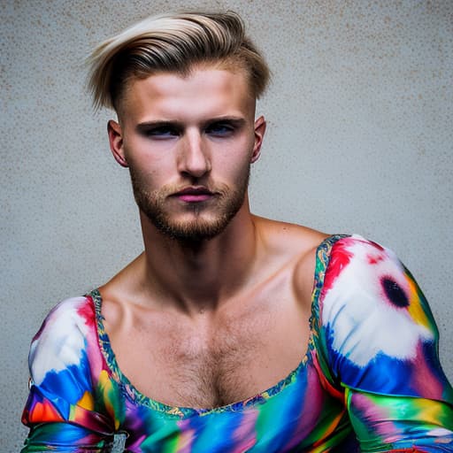 portrait+ style Russian LGBT queer athlete blonde hunk dude face