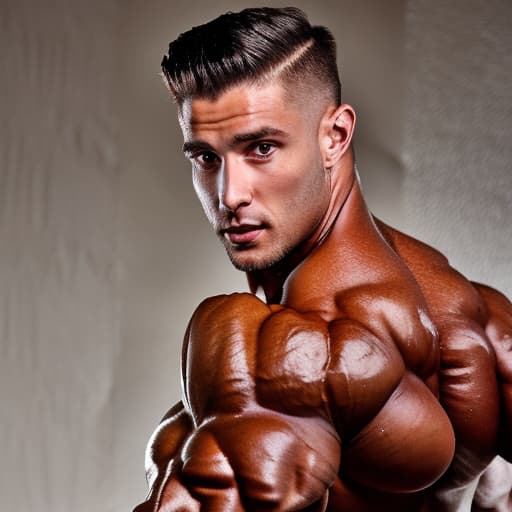 portrait+ style IFBB star bodybuilder queer brunette hunk dude face