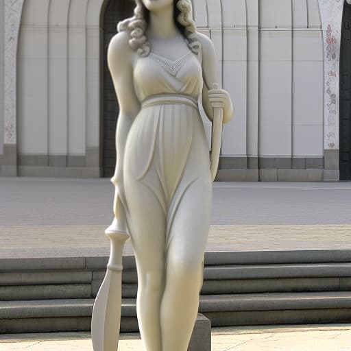 dvarchmodern marble sculpture girl with paddle. city park. style ivan shadr, romuald iodko. soviet style. high detail. realism