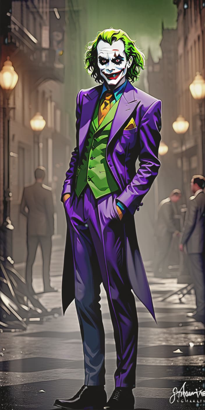  concept art joker . digital artwork, illustrative, painterly, matte painting, highly detailed