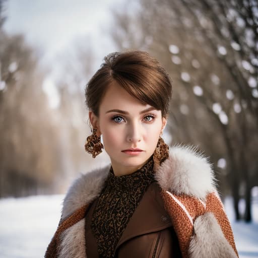 portrait+ style Russian queer TV actress brunette female face