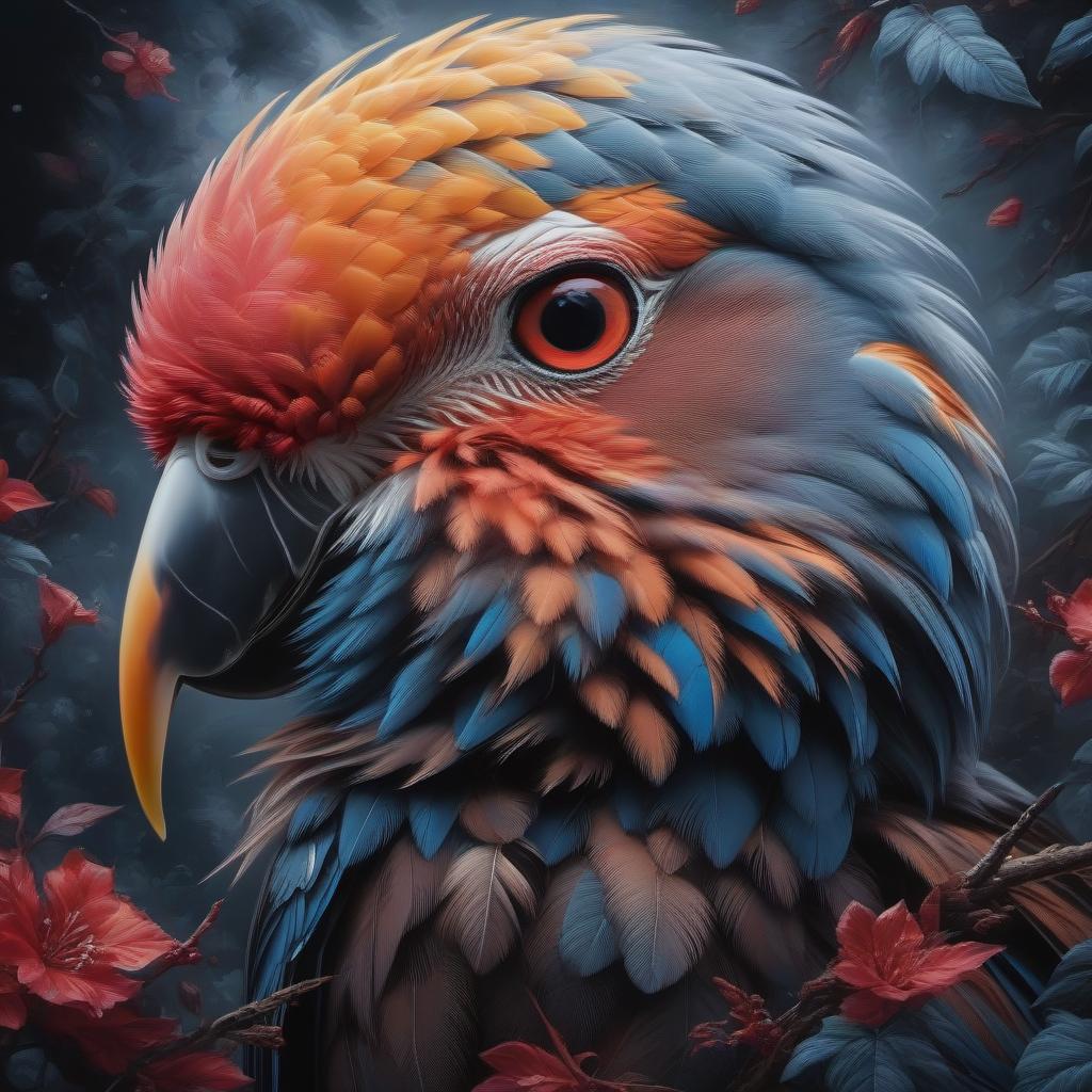  Beautiful birds, abstract oil painting with philosophical overtones "the joy of being" hyperrealistic, full body, detailed clothing, highly detailed, cinematic lighting, stunningly beautiful, intricate, sharp focus, f/1. 8, 85mm, (centered image composition), (professionally color graded), ((bright soft diffused light)), volumetric fog, trending on instagram, trending on tumblr, HDR 4K, 8K