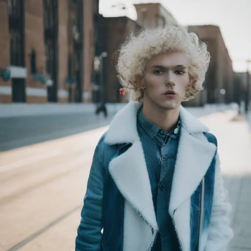 portrait+ style Russian LGBT queer fashion stylist blonde hunk dude face