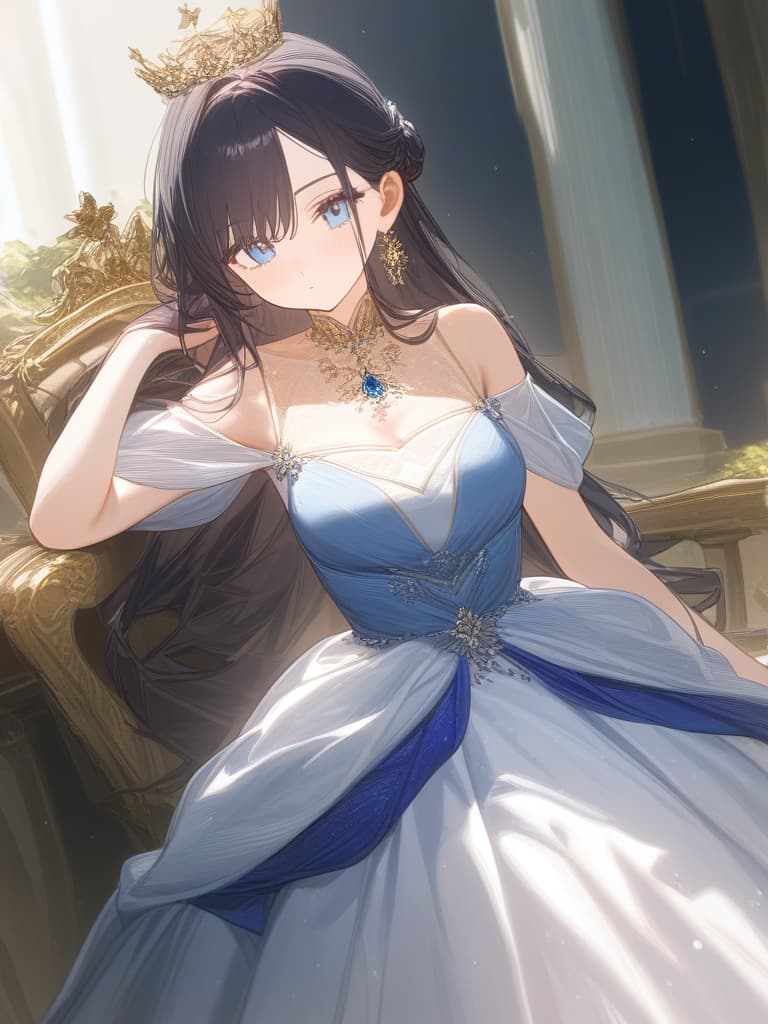  cute girls, jewels, beautiful, long hair, no bangs, beautiful dresses, beautiful dresses, royal, princess, british royal family, dignity, red, dark blue and golden dresses, crowns, light blue eyes, masterpiece, best quality,8k,ultra detailed,high resolution,an extremely delicate and beautiful,hyper detail