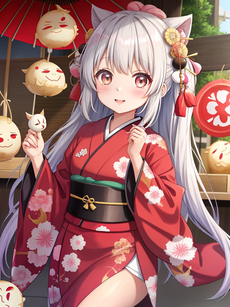  tsukimi,kimono,girl with big eyes,dumpling,