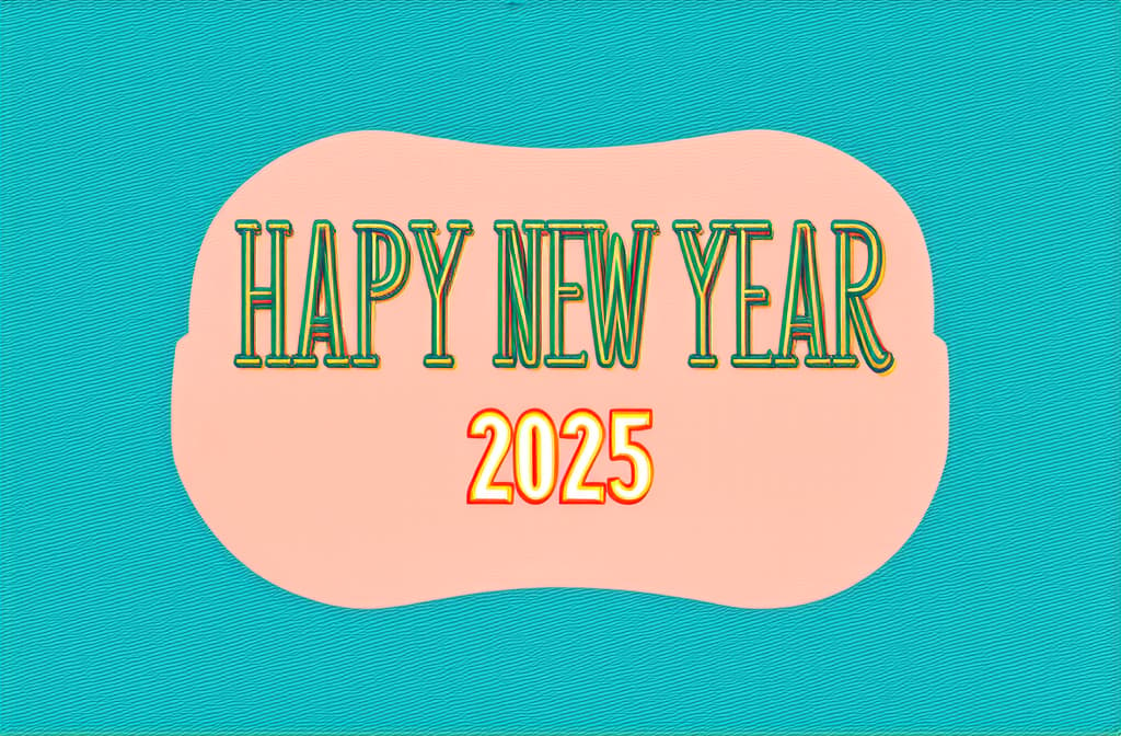  flat illustration, flaticon, (illustration:1.15), happy new year 2025 poster on peach background ar 3:2, [cory loftis, strobist, pascal campion :: 0.2]